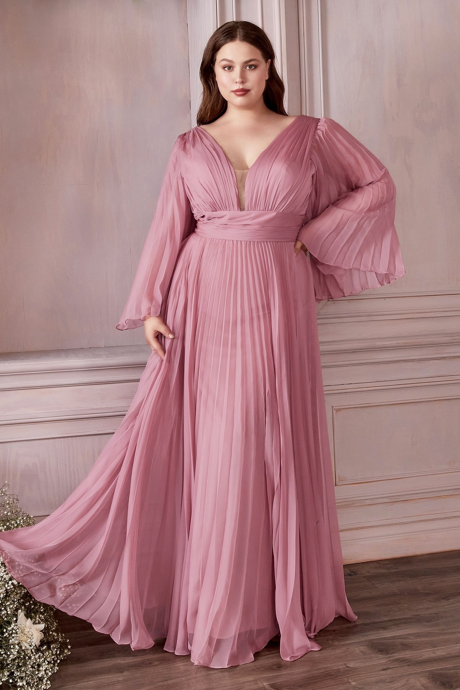 Chiffon Gown, Long Sleeve CDCD242C-0